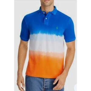Polo Ralph Lauren Mens Medium Classic Fit Polo Tie Dye Color Block NEW‎